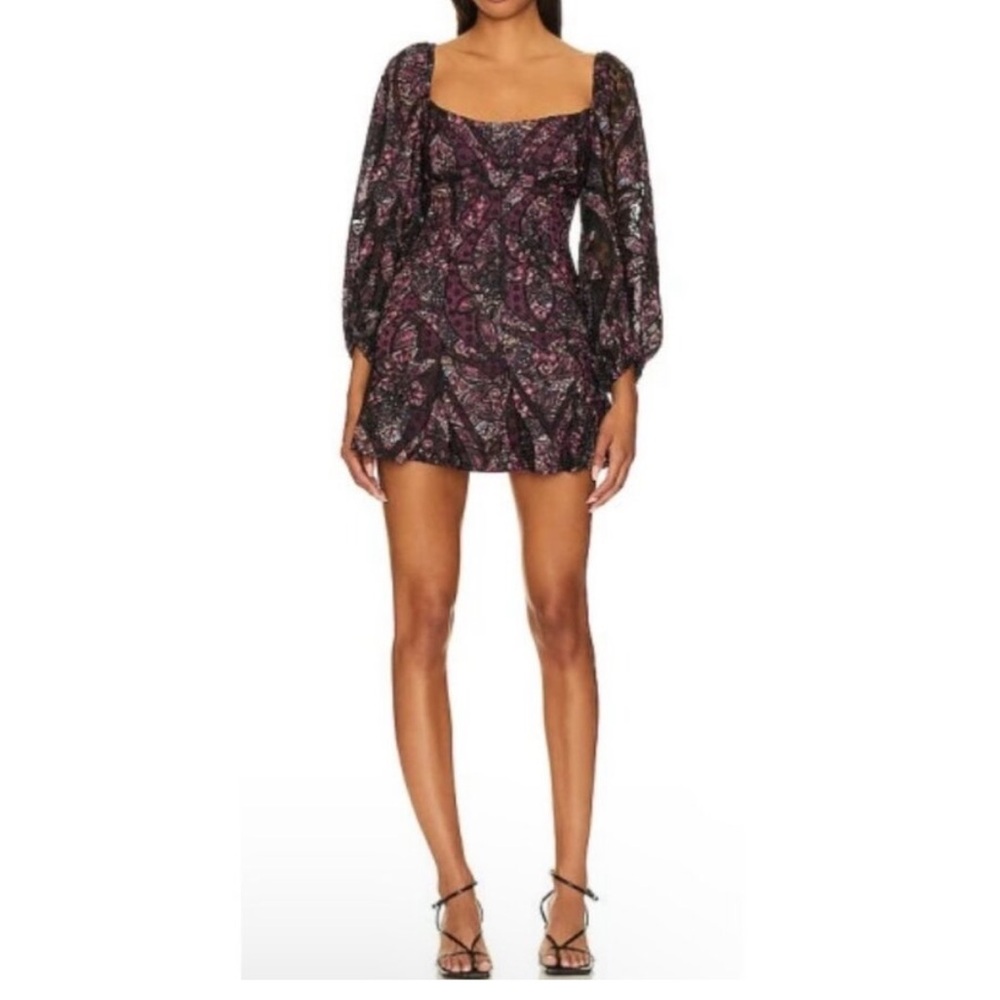 For Love & Lemons NEW Valerie Purple Mini Dress Size Medium